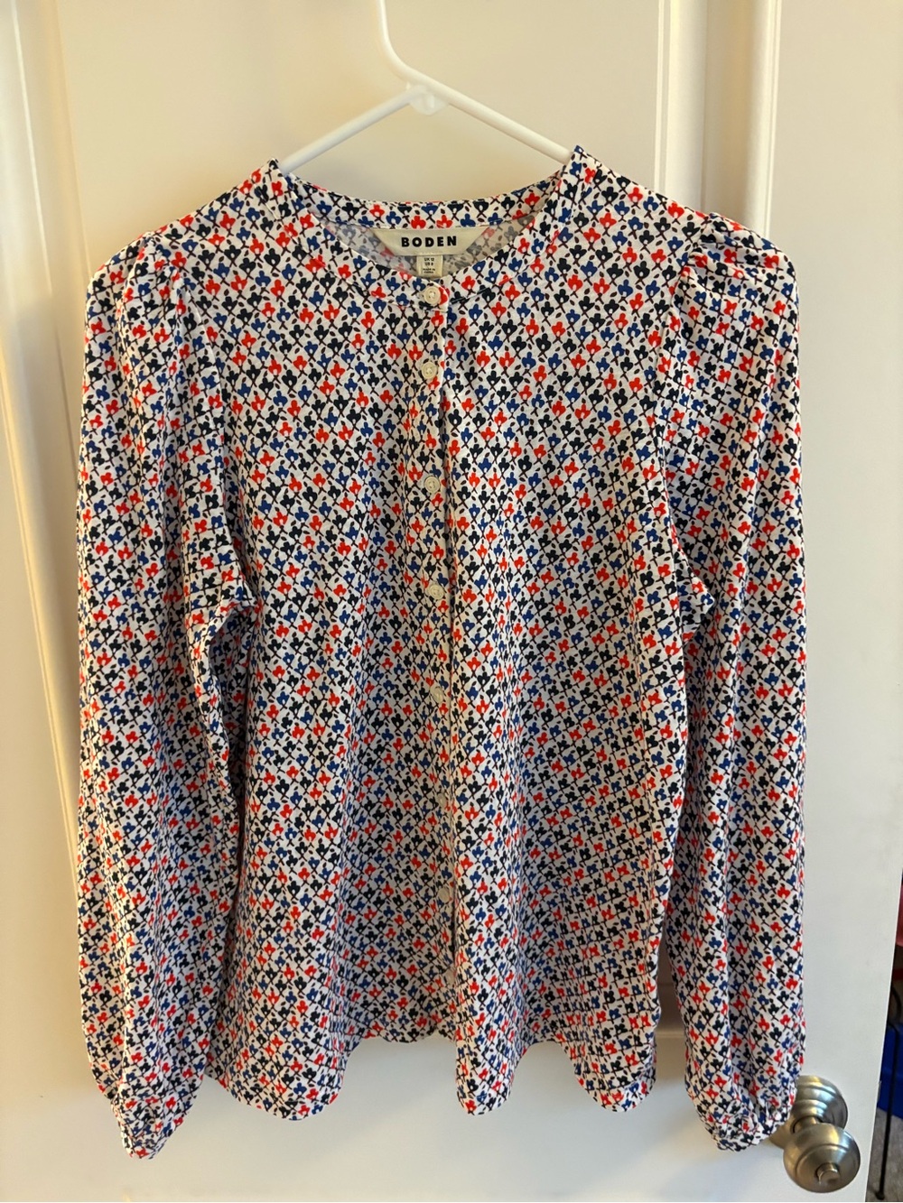 Boden Patterned Button-Front Blouse
